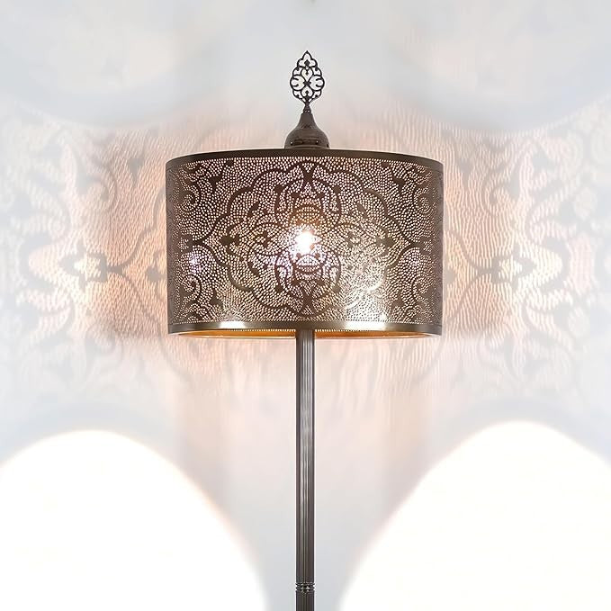 Vintage Türkische Mosaik Stehlampe | Mid-Century Boho Wohnzimmerecke Lampe