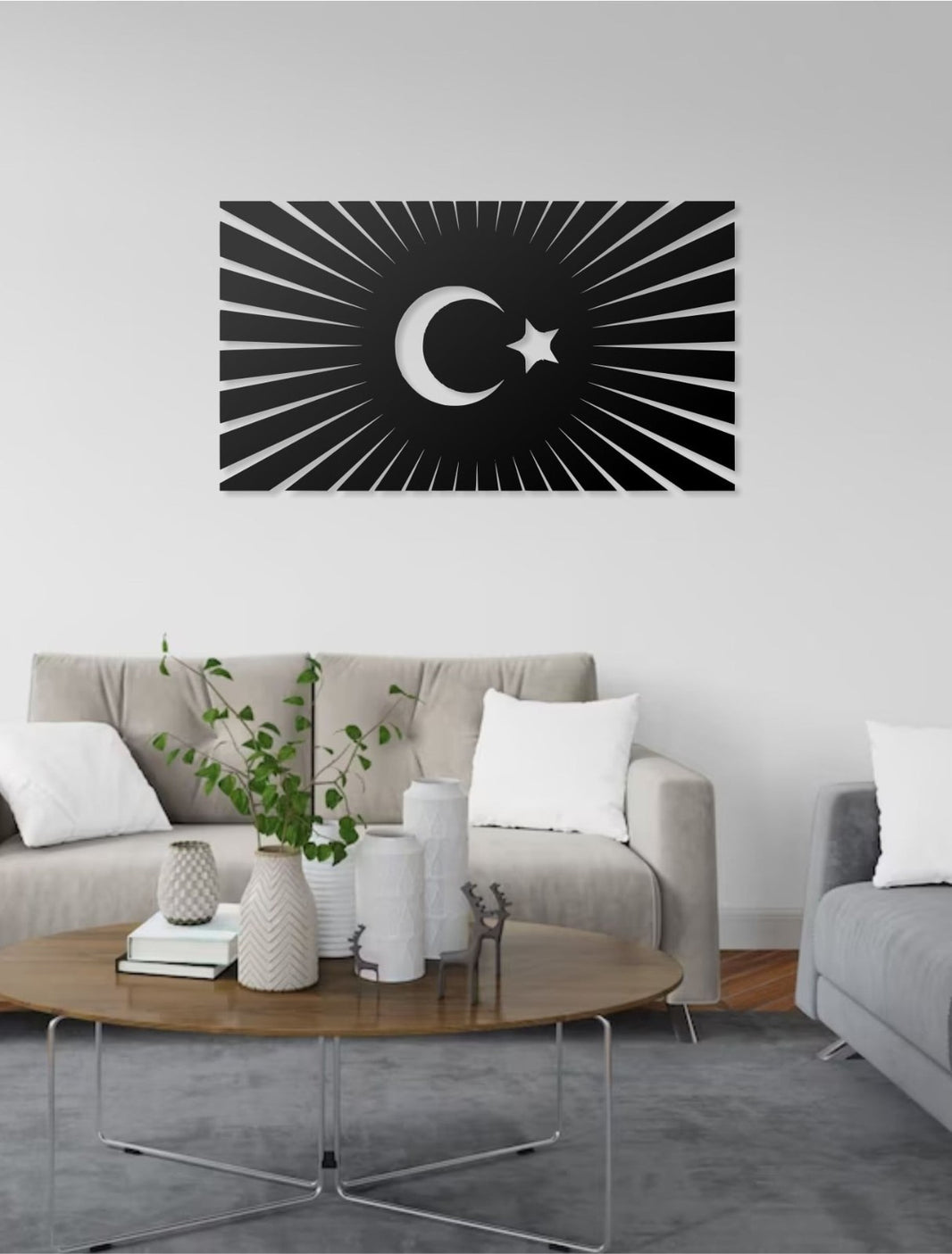 Ay & Yıldız Metall Wandbild 30x66 cm | Modern Türkisch Wanddeko