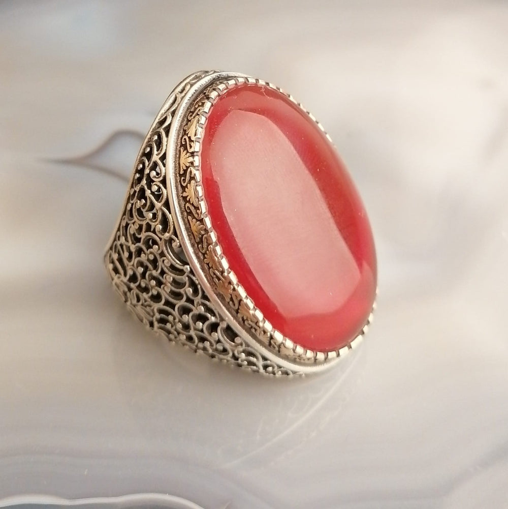 925er Sterlingsilber Achatstei Herrenring Handgefertigt Naturbernstein Damenring