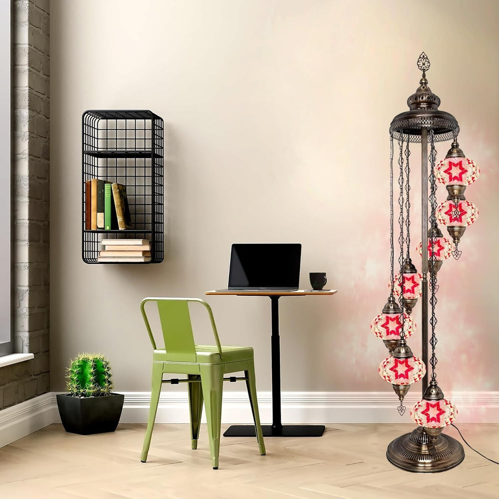 Große 7″ Bunte Türkische Mosaik Stehlampe | Boho Vintage Tiffany Stil Lampe