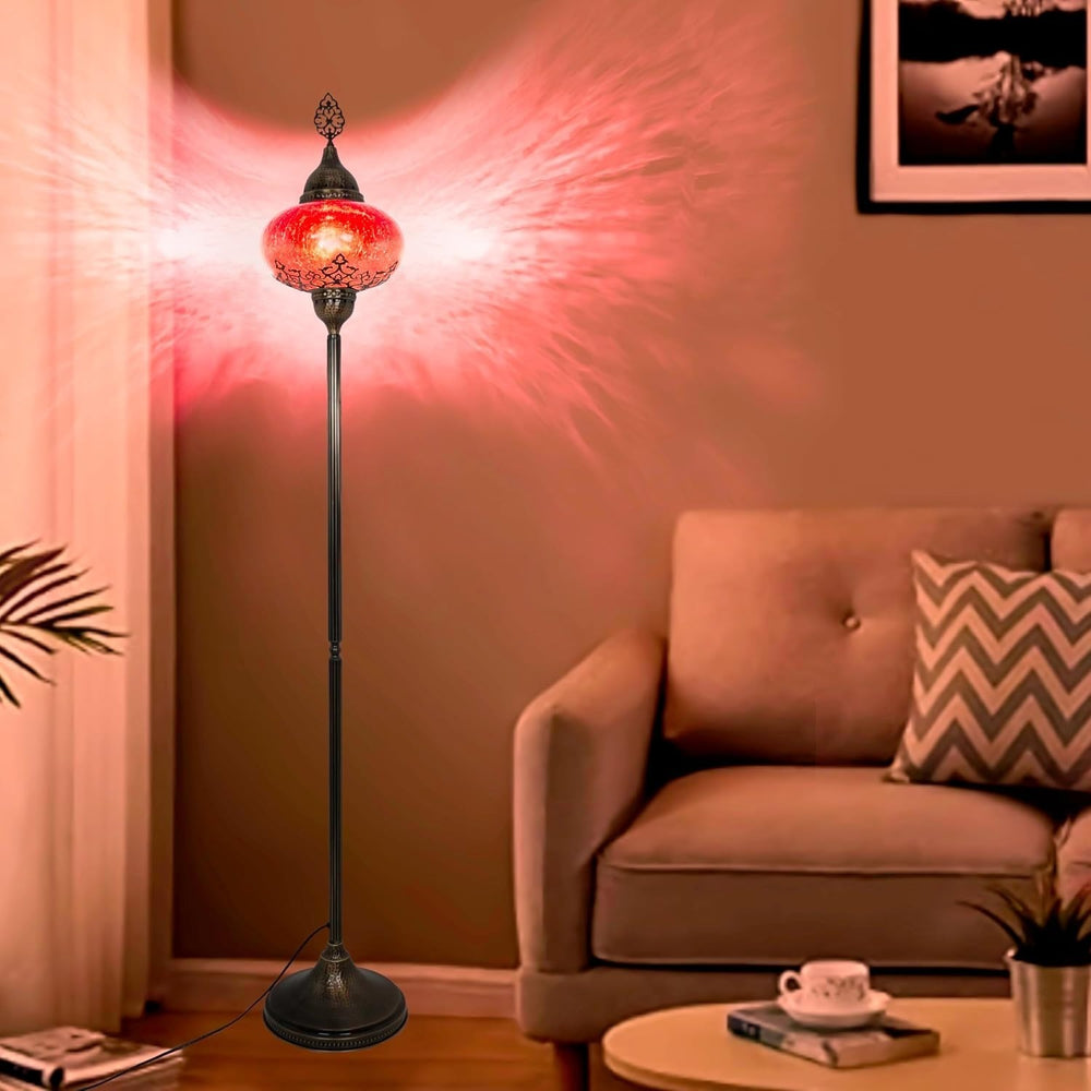 Türkische Stehlampe im Mosaik-Tiffany Stil | Glaslampen Boho Vintage Design