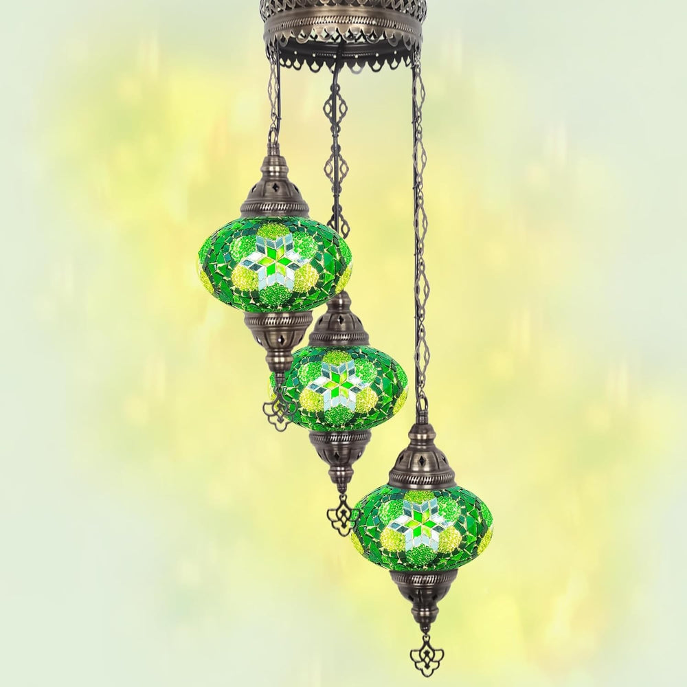 Boho 3-Kugel Mosaik Hängelampe Türkisch Marokkanisch Stil Licht