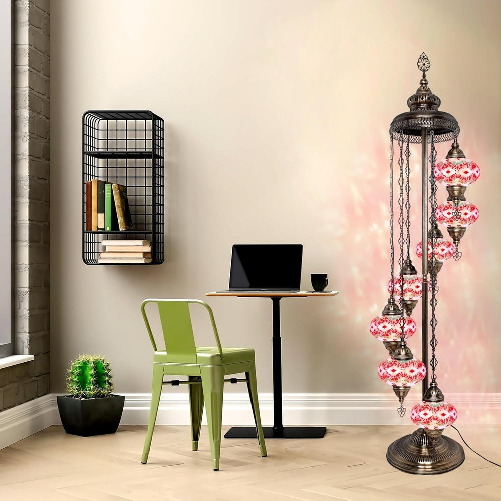 Große 7″ Bunte Türkische Mosaik Stehlampe | Boho Vintage Tiffany Stil Lampe