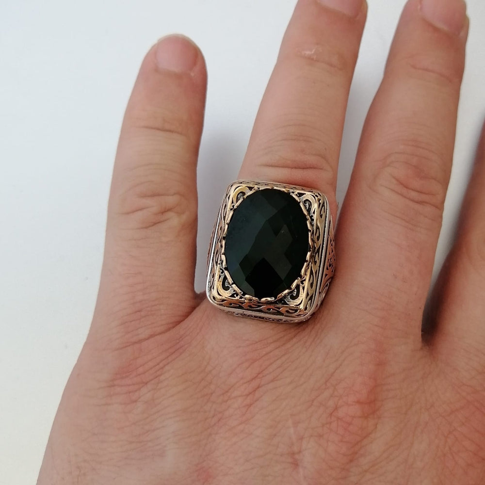 925er Silber mit grüner Zirkonstein handgefertigte Ringe für Frauen und Männer