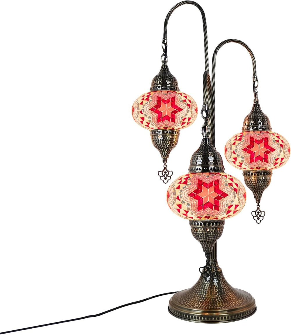 Türkische Mosaik Tischlampe 3 Kugeln | Marokkanische Vintage Lampe Deko