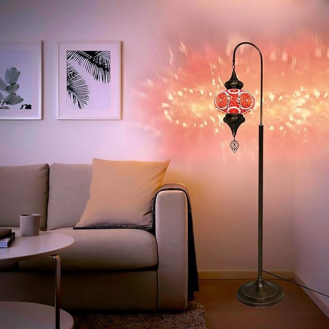 Türkische Mosaik Stehlampe | Marokkan. Schwanenhalslampe & Buntglas Blickfang