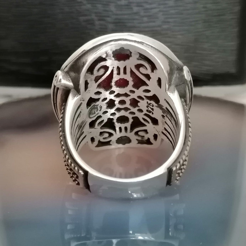 925er Sterlingsilber Achatstei Herrenring Handgefertigt Naturbernstein Damenring