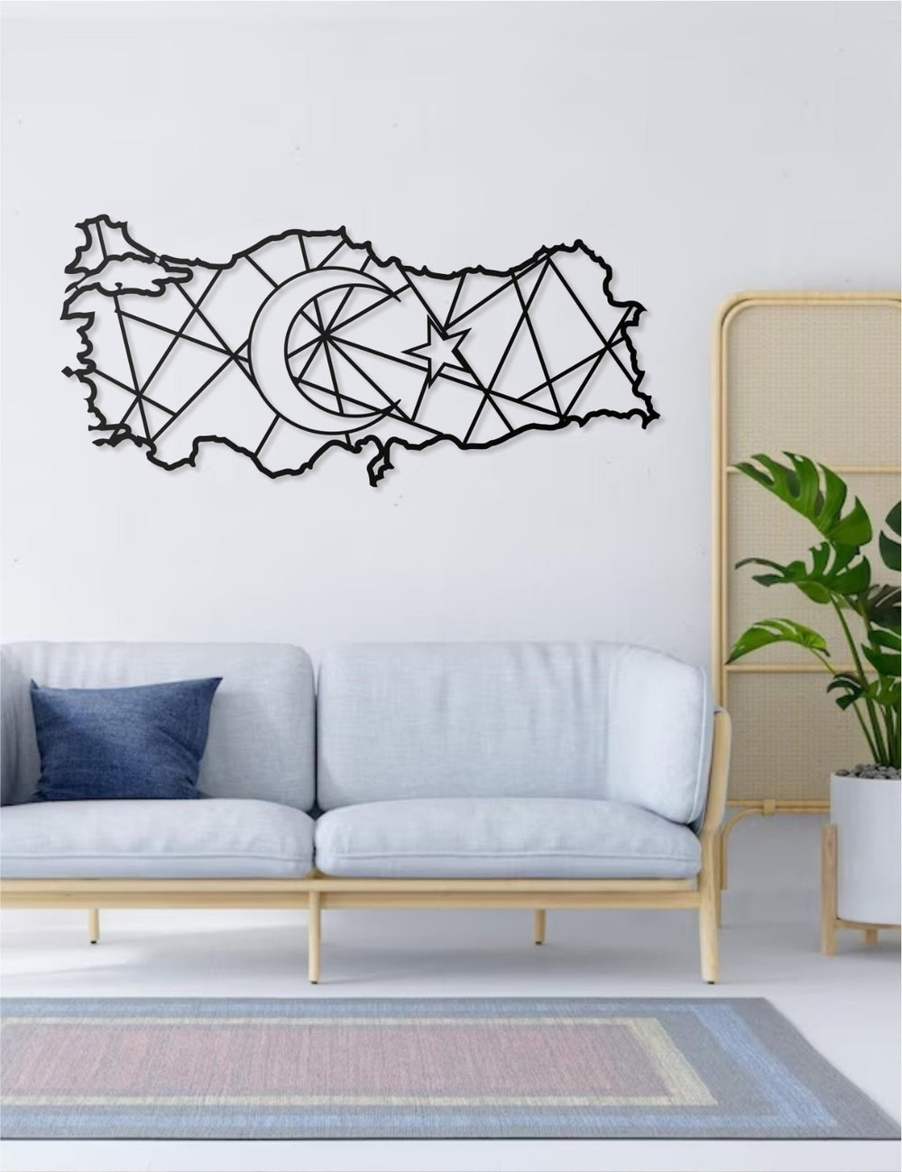 Türkei Karte Wandbild Ay & Yıldız 30x66 & 40x88 cm Modernes Wanddekor aus Metal