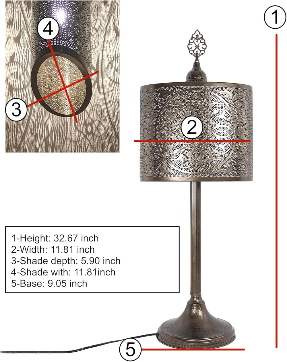 Türkische Vintage Tischlampe | Marokkanische Nachttischlampe Boho Stil