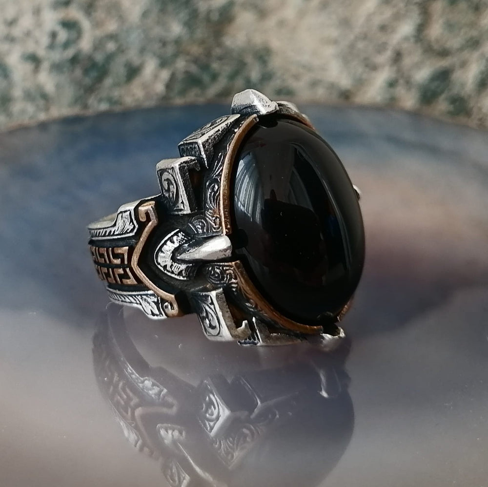 925er Silber mit ONYX-STEIN handgefertigte Ringe für Frauen und Männer