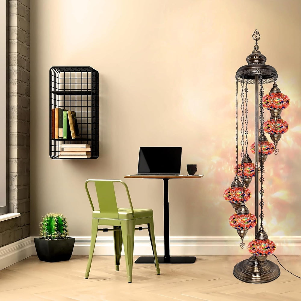 Große 7″ Bunte Türkische Mosaik Stehlampe | Boho Vintage Tiffany Stil Lampe