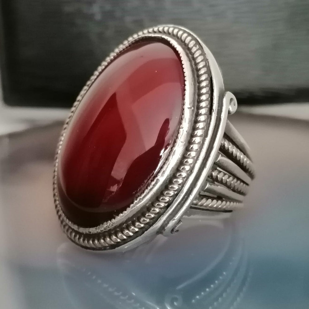 925er Sterlingsilber Achatstei Herrenring Handgefertigt Naturbernstein Damenring