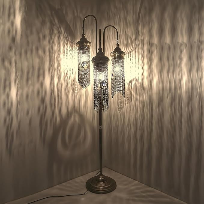 Türkische Boho Mosaik Stehlampe | Marokkanische Vintage Schwanenhals Lampe