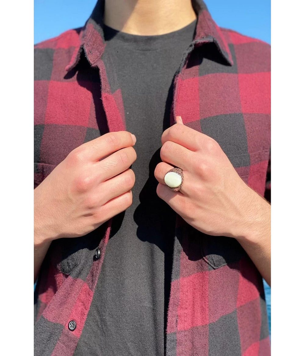 925er Silber mit weißem Perlmuttstein handgefertigte Ringe für Frauen und Männer