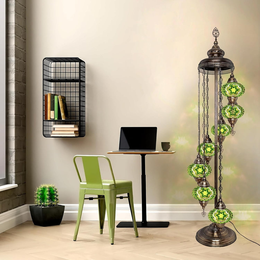 Große 7″ Bunte Türkische Mosaik Stehlampe | Boho Vintage Tiffany Stil Lampe