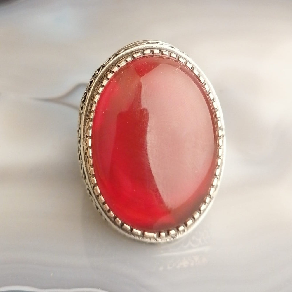 925er Sterlingsilber Achatstei Herrenring Handgefertigt Naturbernstein Damenring