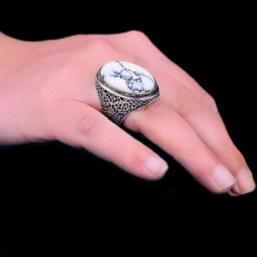 925er Sterlingsilber Halitstei Herrenring Handgefertigt Naturbernstein Damenring