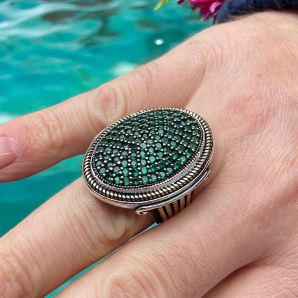 925er Silber, mit Smaragdsteinen, handgefertigte Ringe für Frauen und Männer