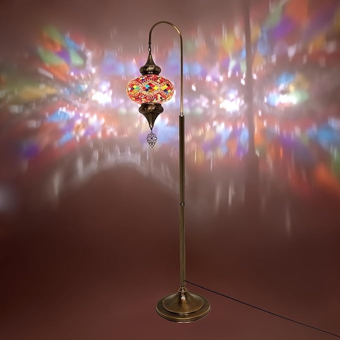 Türkische Mosaik Stehlampe | Marokkan. Schwanenhalslampe & Buntglas Blickfang