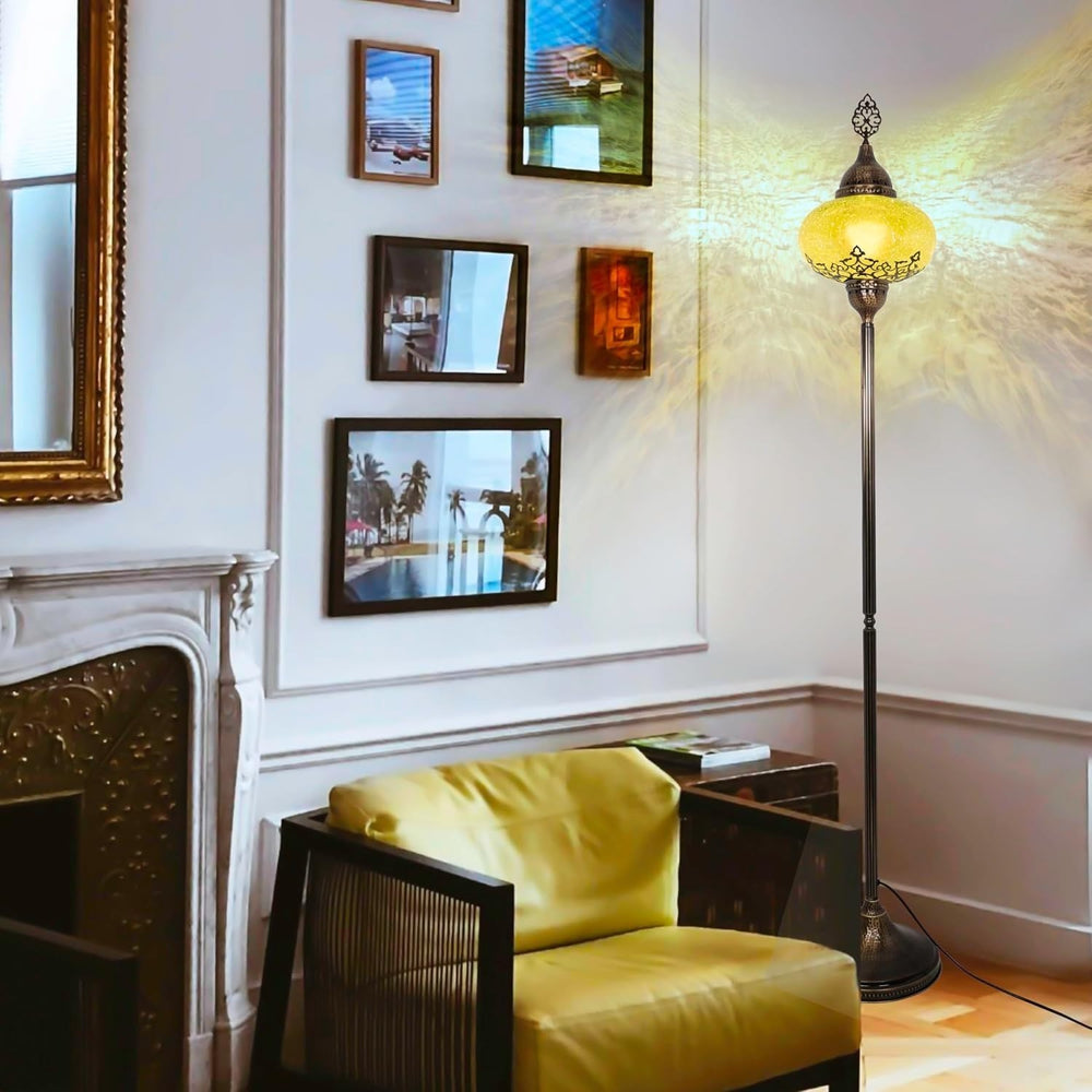 Türkische Stehlampe im Mosaik-Tiffany Stil | Glaslampen Boho Vintage Design