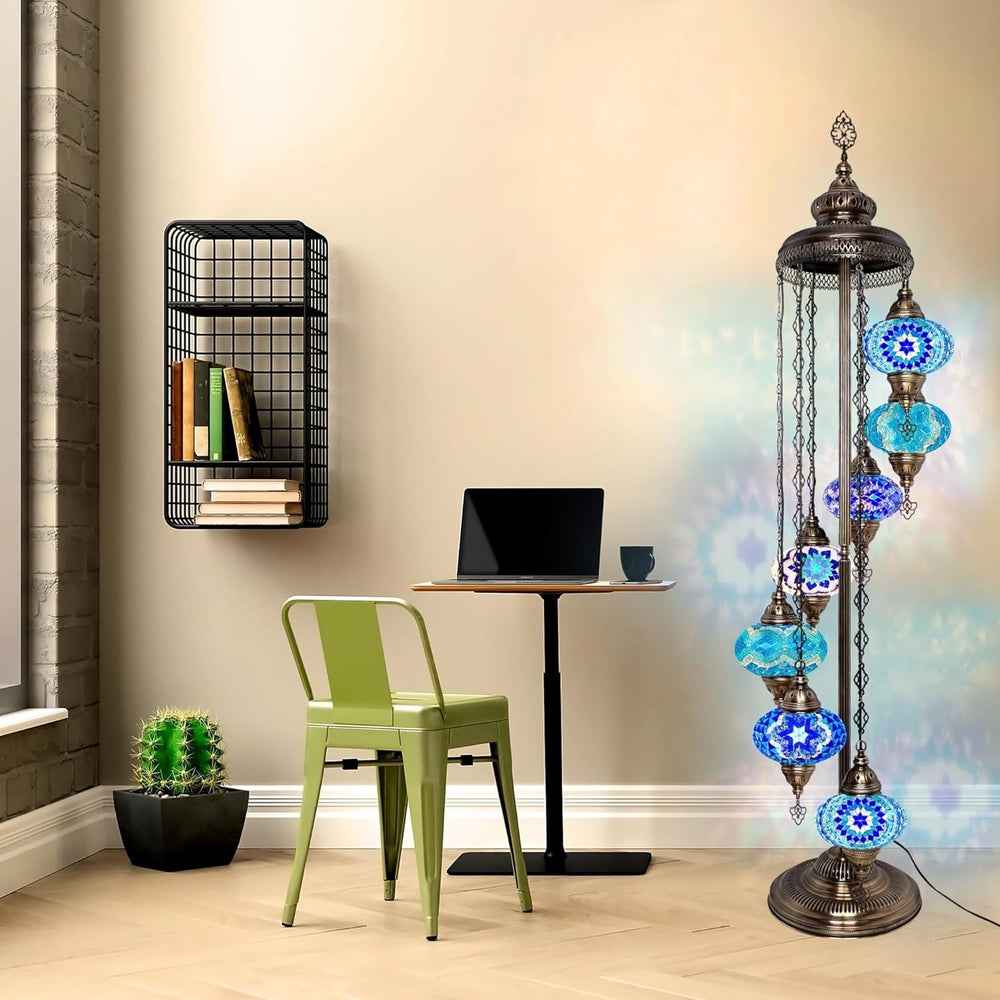 Große 7″ Bunte Türkische Mosaik Stehlampe | Boho Vintage Tiffany Stil Lampe
