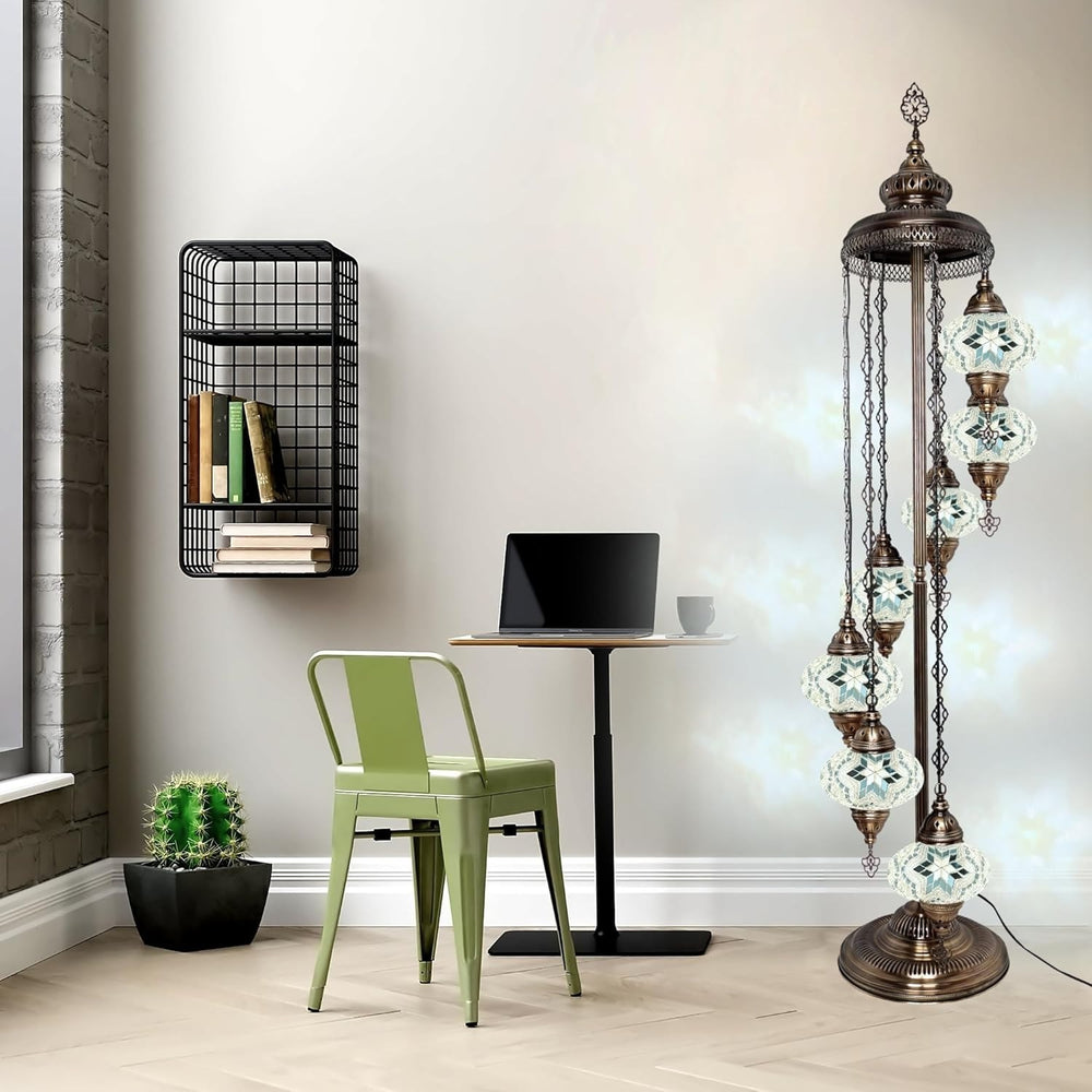 Große 7″ Bunte Türkische Mosaik Stehlampe | Boho Vintage Tiffany Stil Lampe