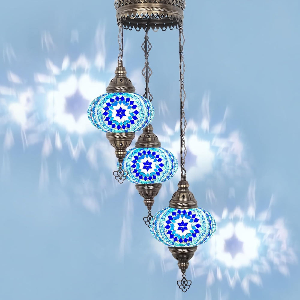 Boho 3-Kugel Mosaik Hängelampe Türkisch Marokkanisch Stil Licht