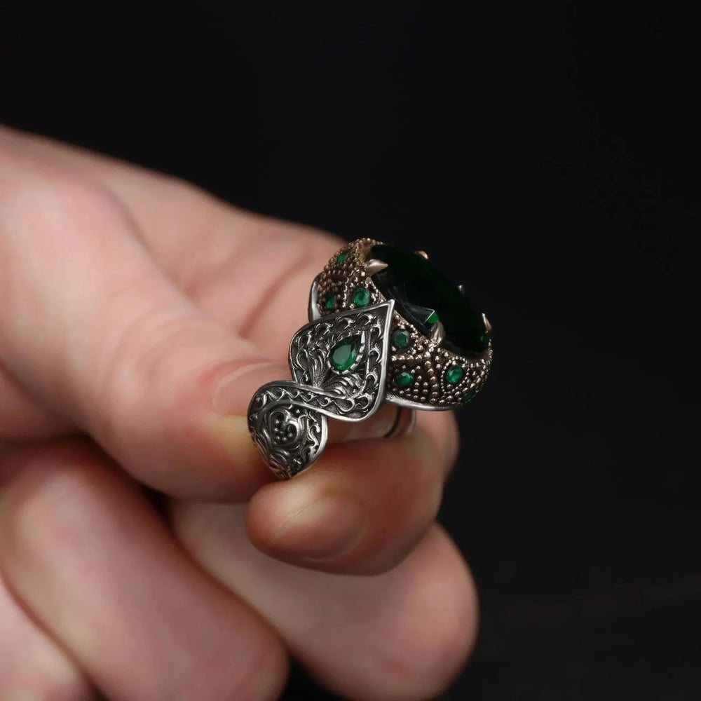 925er Sterlingsilber Zirkon Herrenring Handgefertigt Naturbernstein Damenring