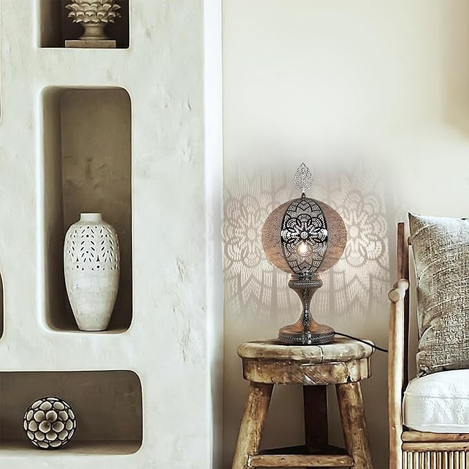 Türkische Tischlampe | Marokkanische Boho Vintage Tiffany Stil Buntglas Lampe