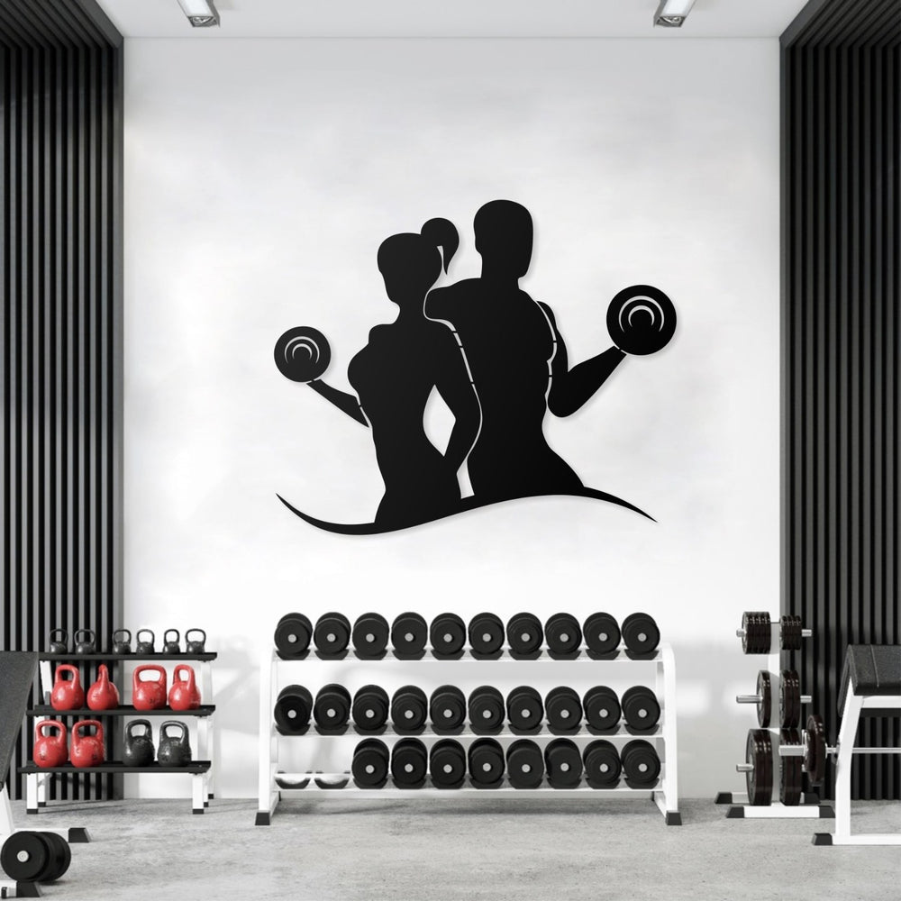 Fitness GYM Box Wandbild Sporthalle 75x62 cm – Metall Wanddekor