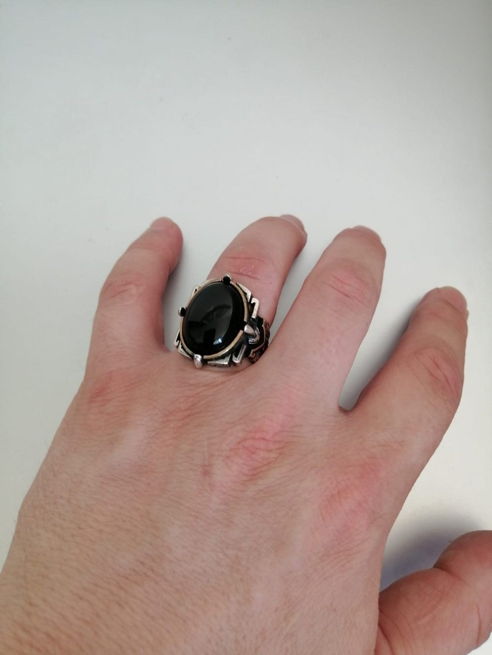 925er Silber mit ONYX-STEIN handgefertigte Ringe für Frauen und Männer