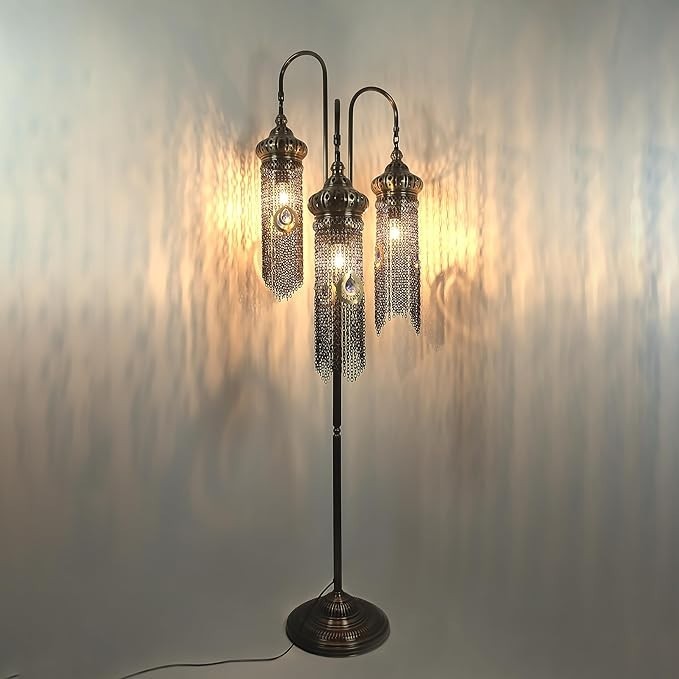 Türkische Boho Mosaik Stehlampe | Marokkanische Vintage Schwanenhals Lampe