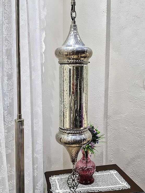 Türkische Mosaik Stehlampe | Elegante Marokkanische Silber Lampe aus Glas