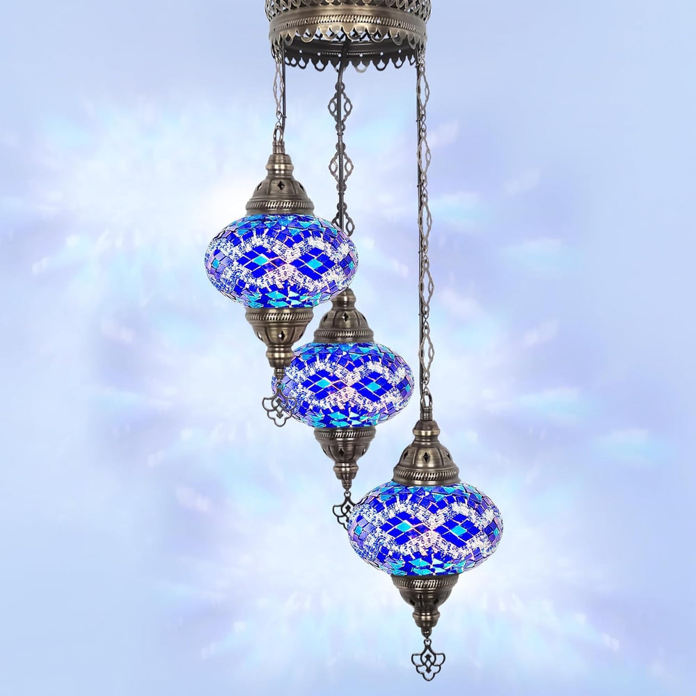 Boho 3-Kugel Mosaik Hängelampe Türkisch Marokkanisch Stil Licht