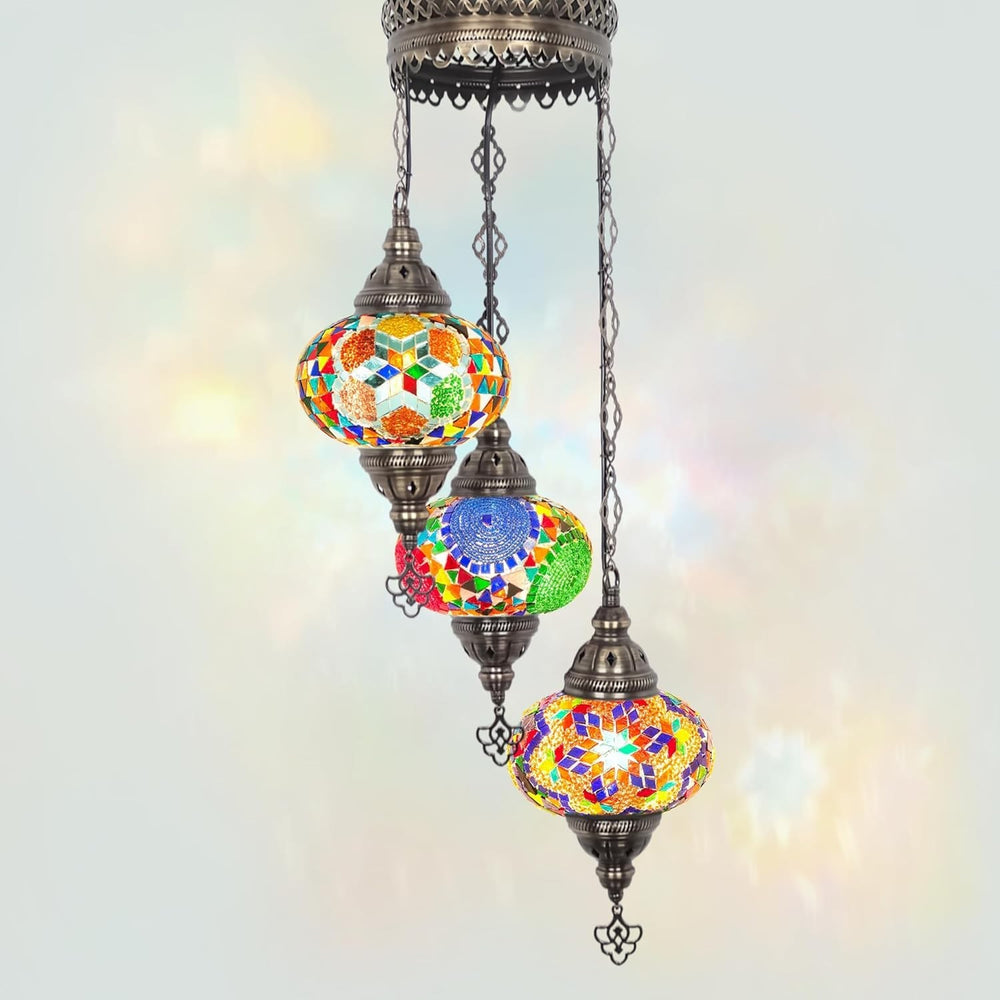 Boho 3-Kugel Mosaik Hängelampe Türkisch Marokkanisch Stil Licht