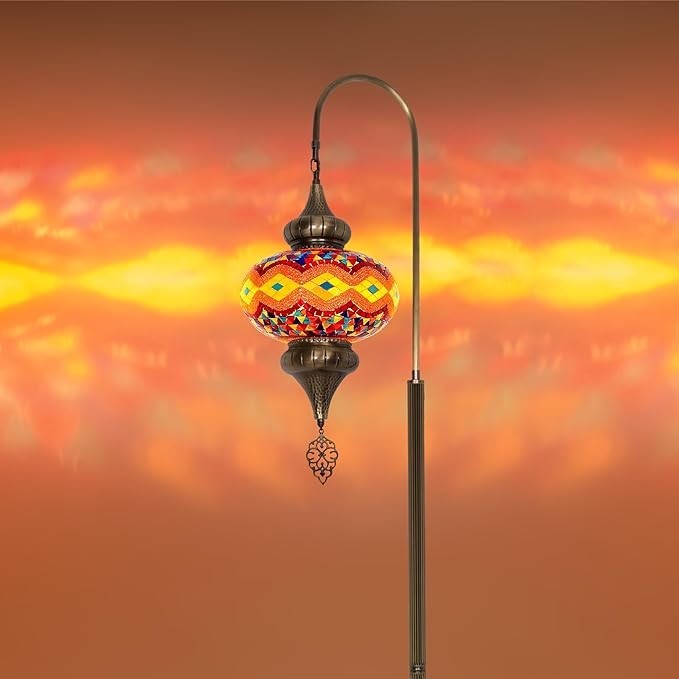 Türkische Mosaik Stehlampe | Marokkan. Schwanenhalslampe & Buntglas Blickfang