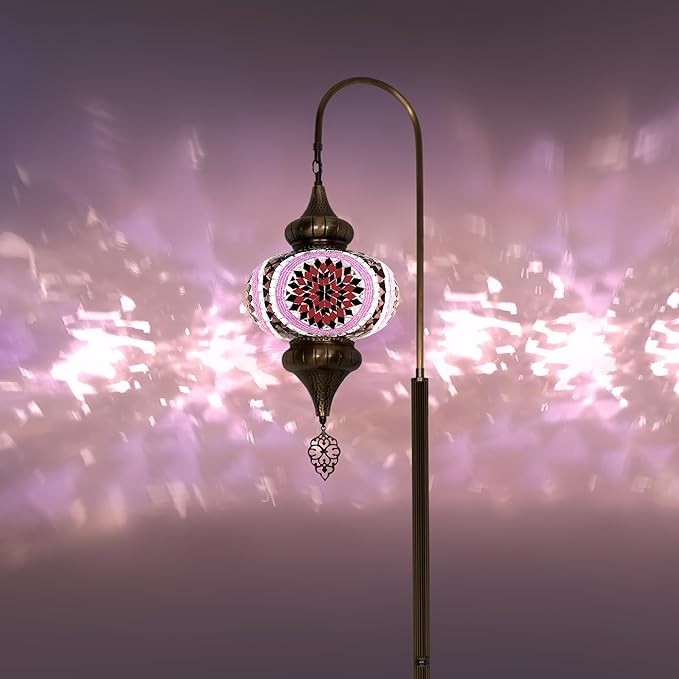 Türkische Mosaik Stehlampe | Marokkan. Schwanenhalslampe & Buntglas Blickfang