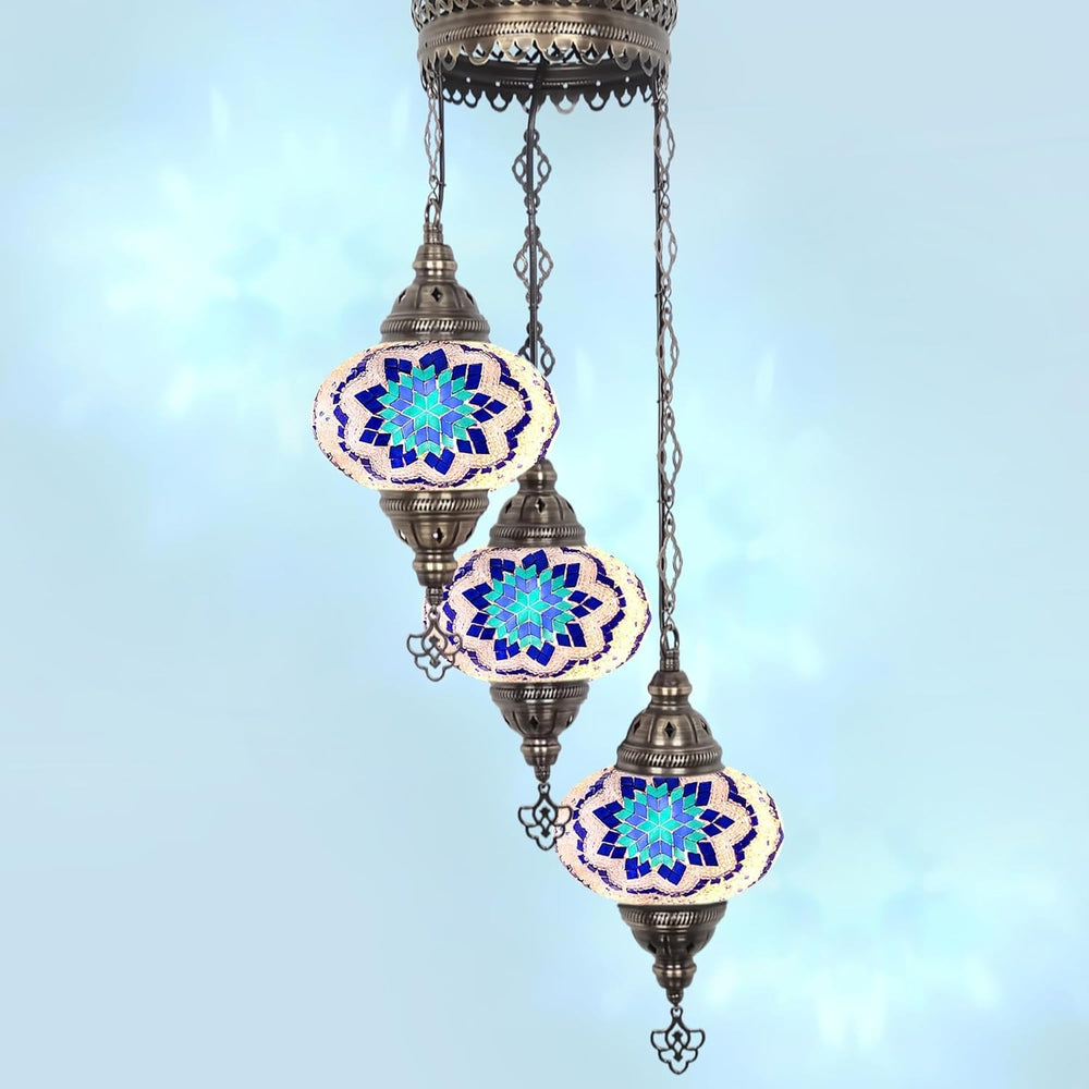 Boho 3-Kugel Mosaik Hängelampe Türkisch Marokkanisch Stil Licht
