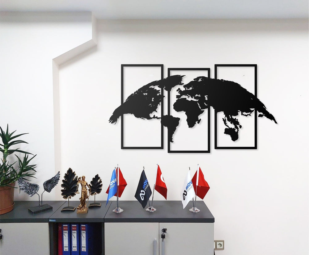 Weltkarte Wandbild Kanvas 100x52 & 124x65 cm – Modernes Wanddekor