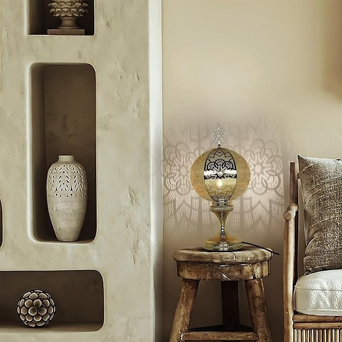 Türkische Tischlampe | Marokkanische Boho Vintage Tiffany Stil Buntglas Lampe