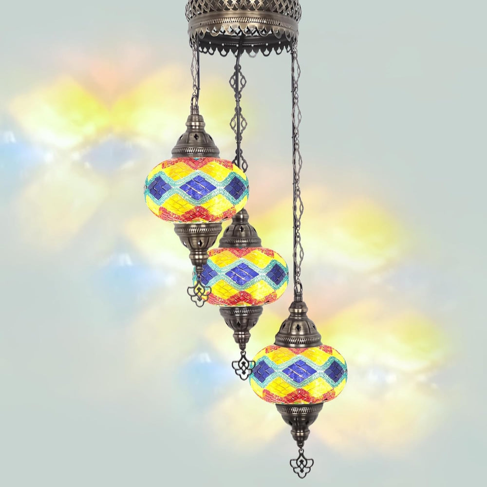 Boho 3-Kugel Mosaik Hängelampe Türkisch Marokkanisch Stil Licht
