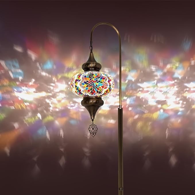 Türkische Mosaik Stehlampe | Marokkan. Schwanenhalslampe & Buntglas Blickfang