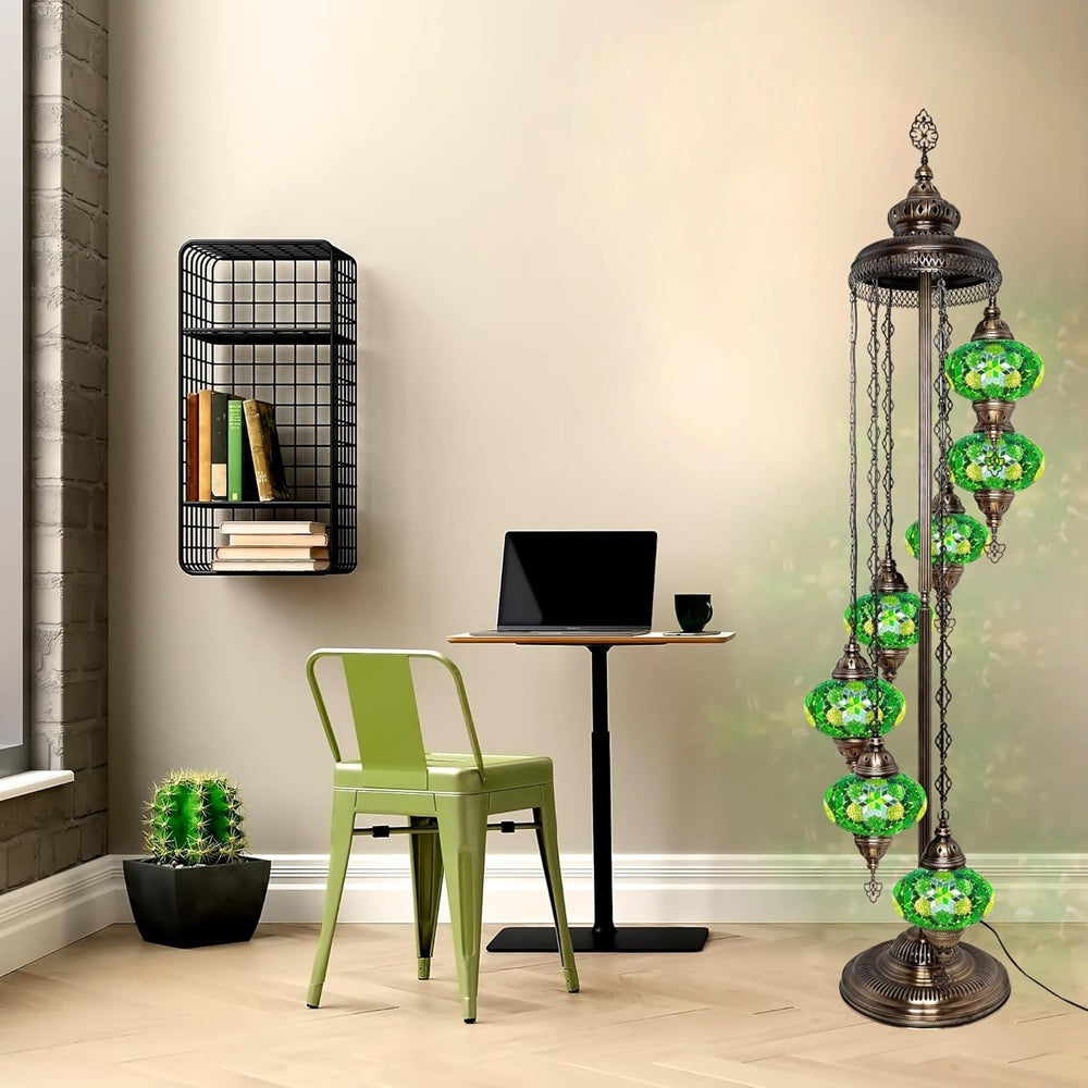 Große 7″ Bunte Türkische Mosaik Stehlampe | Boho Vintage Tiffany Stil Lampe