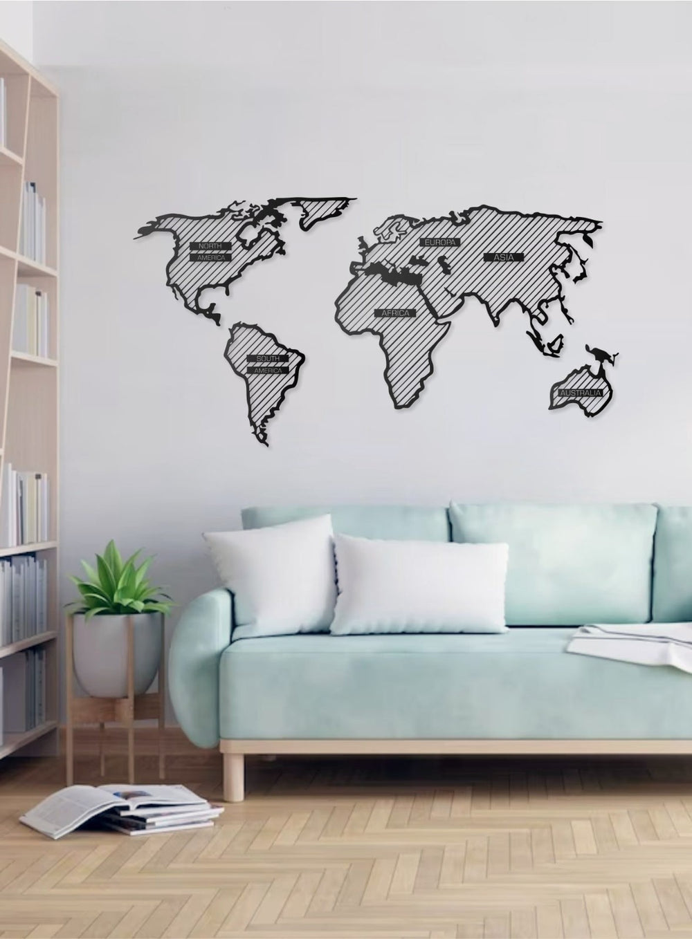 🌍 Metall Weltkarte Wandbild 3-teilig Parçalı 50x100 70x120 Handarbeit