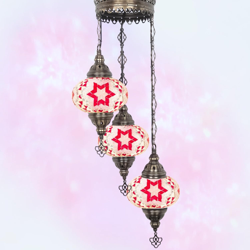 Boho 3-Kugel Mosaik Hängelampe Türkisch Marokkanisch Stil Licht