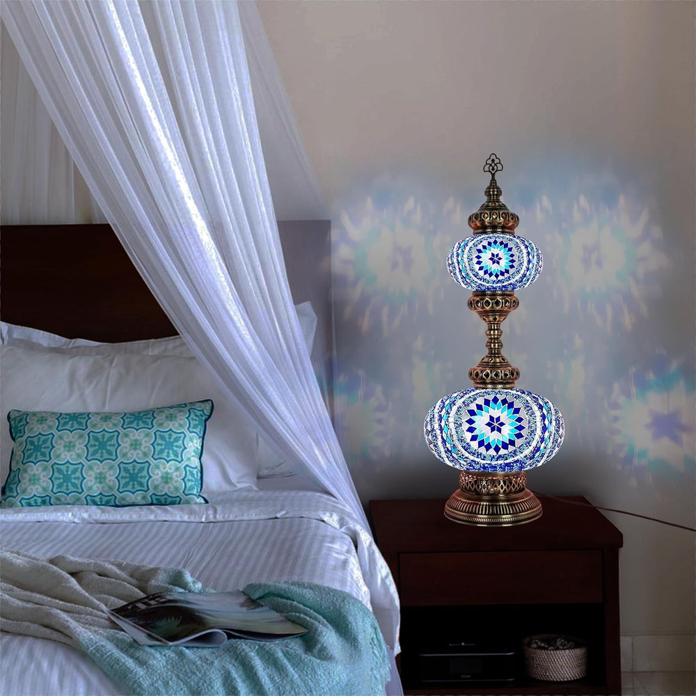 Handgefertigte Türkische Mosaiklampe | Marokkanische Bunte Tischlampe Deko