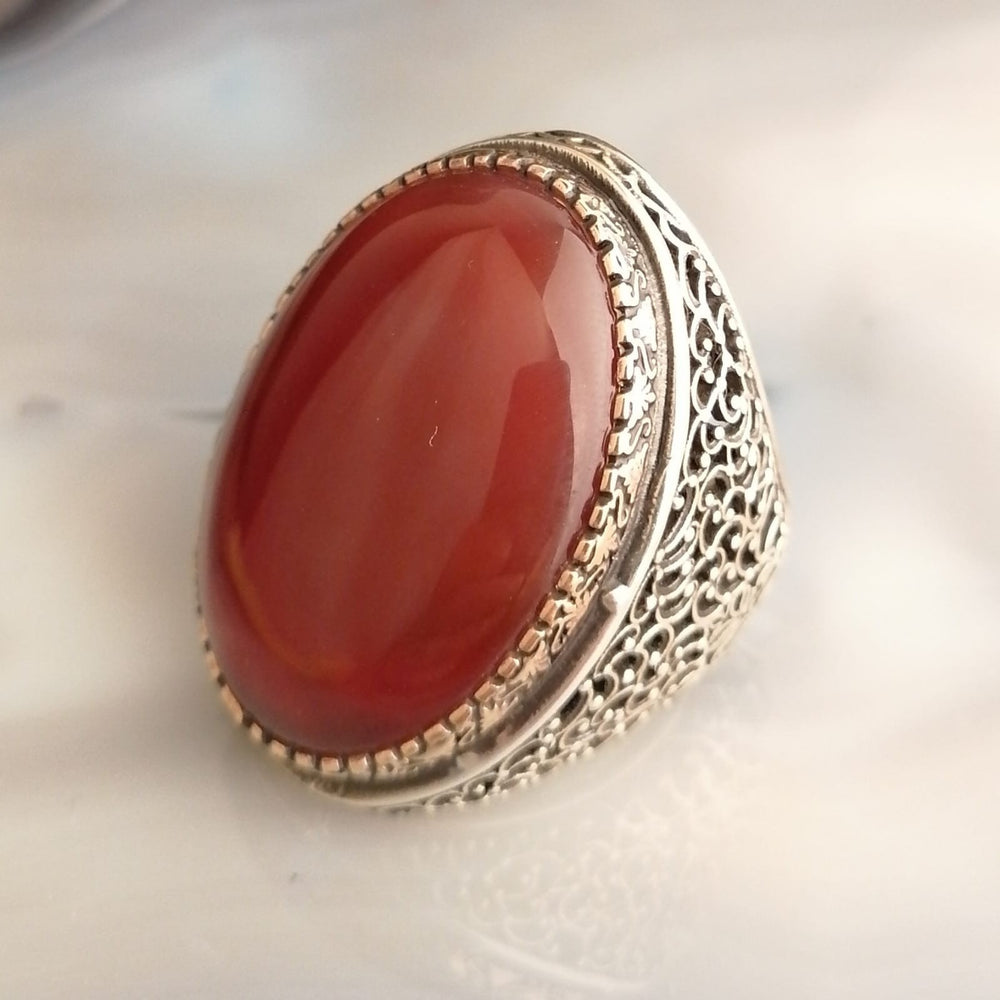 925er Sterlingsilber Achatstei Herrenring Handgefertigt Naturbernstein Damenring