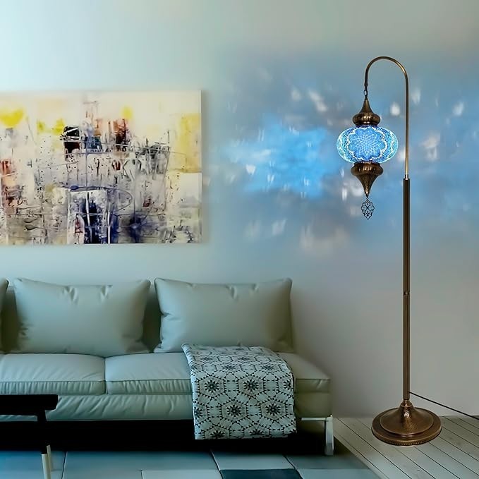 Türkische Mosaik Stehlampe | Marokkan. Schwanenhalslampe & Buntglas Blickfang