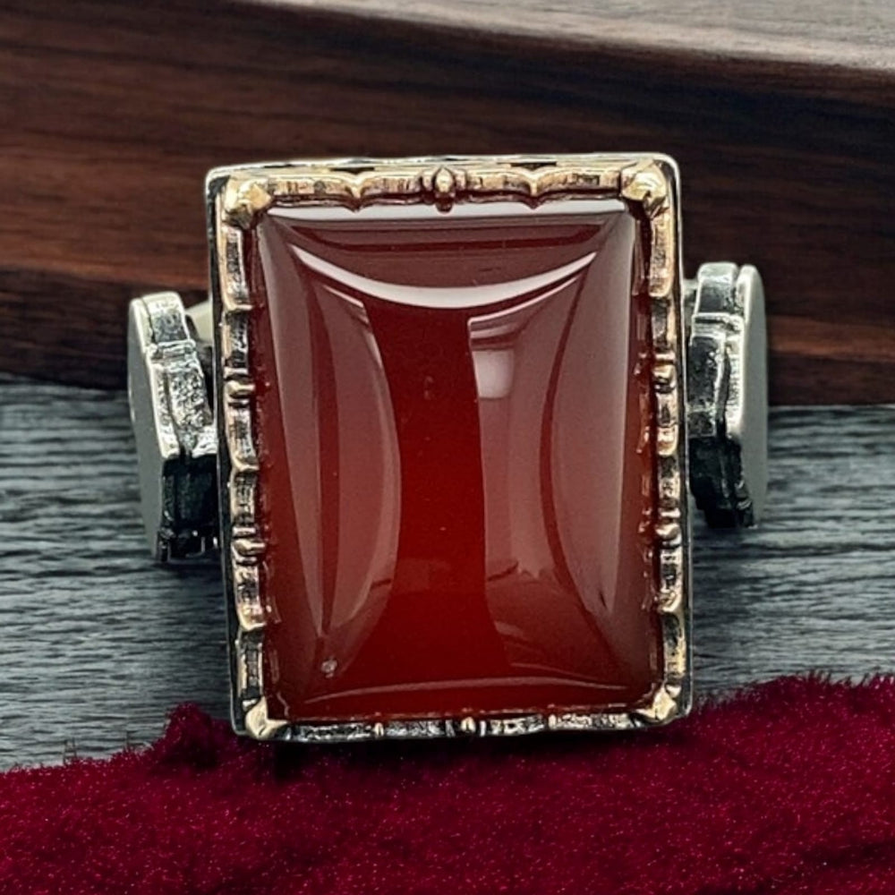 925er Sterlingsilber Achatstei Herrenring Handgefertigt Naturbernstein Damenring