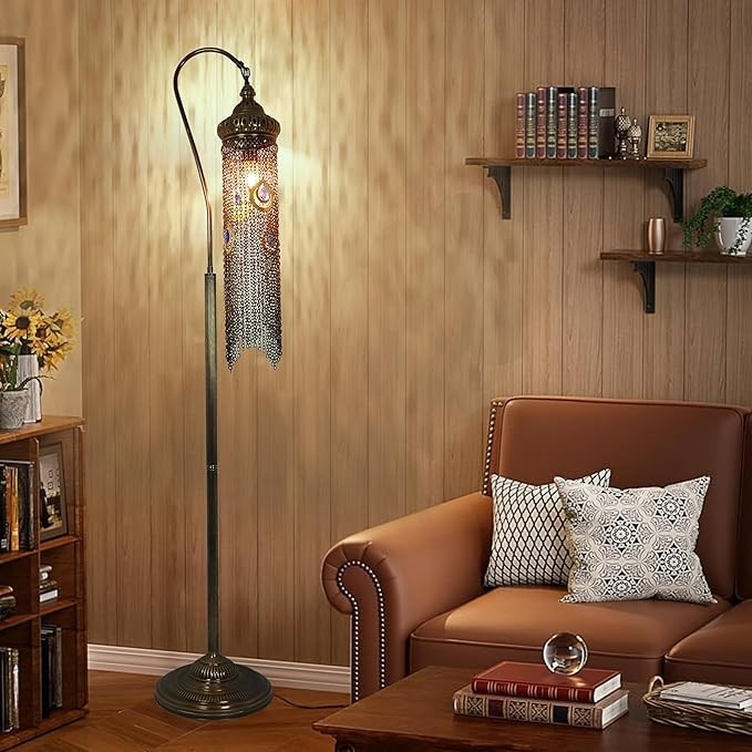 Boho Türkische Mosaik-Stehlampe | Marokkanische Vintage Lampe für Wohnzimmer